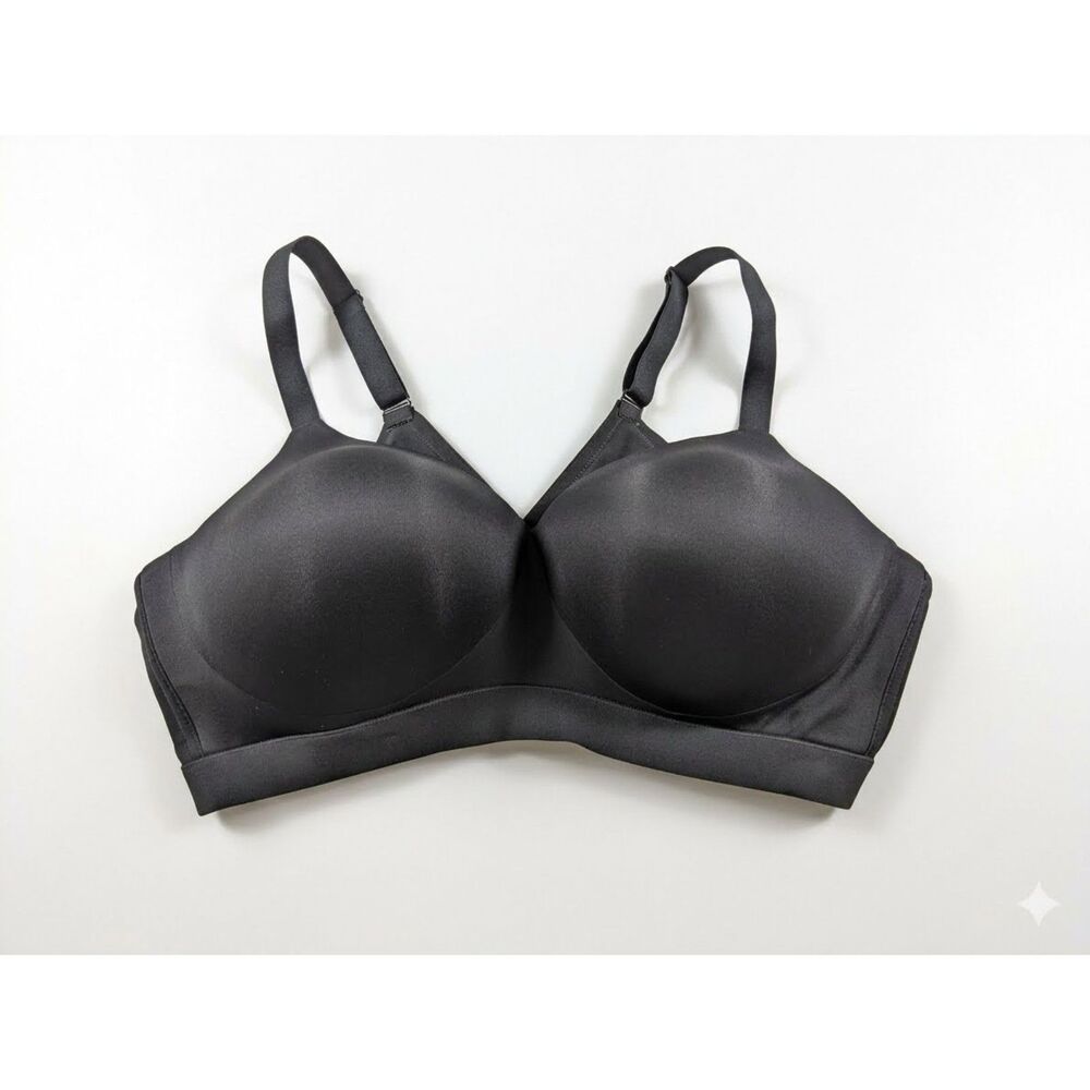 Lane Bryant Cacique Bra 42D Black Wireless Lightly Lined Lounge Sports Comfort